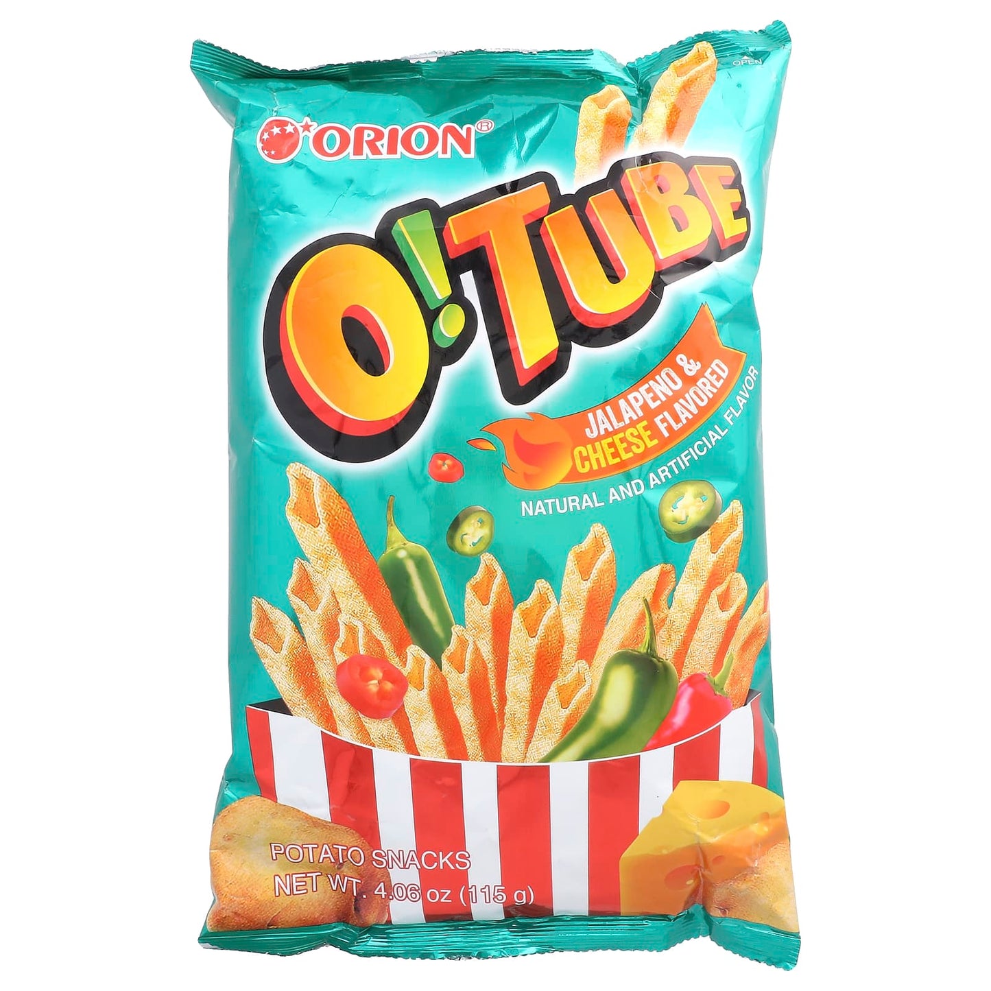Orion, O! Tube, Potato Snacks, Jalapeno & Cheese, 4.06 oz (115 g) - Image 1