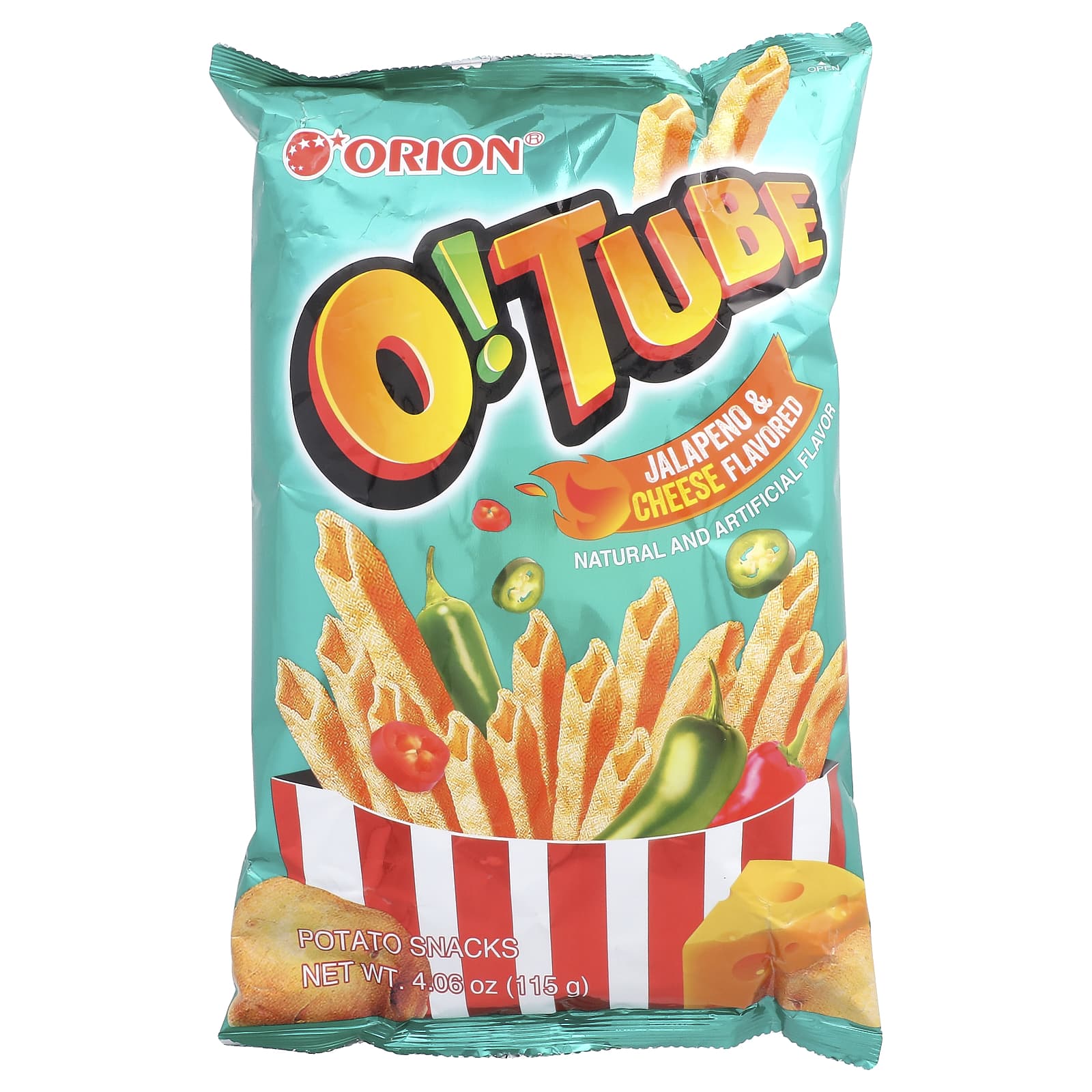 Orion, O! Tube, Potato Snacks, Jalapeno & Cheese, 4.06 oz (115 g) - Image 1