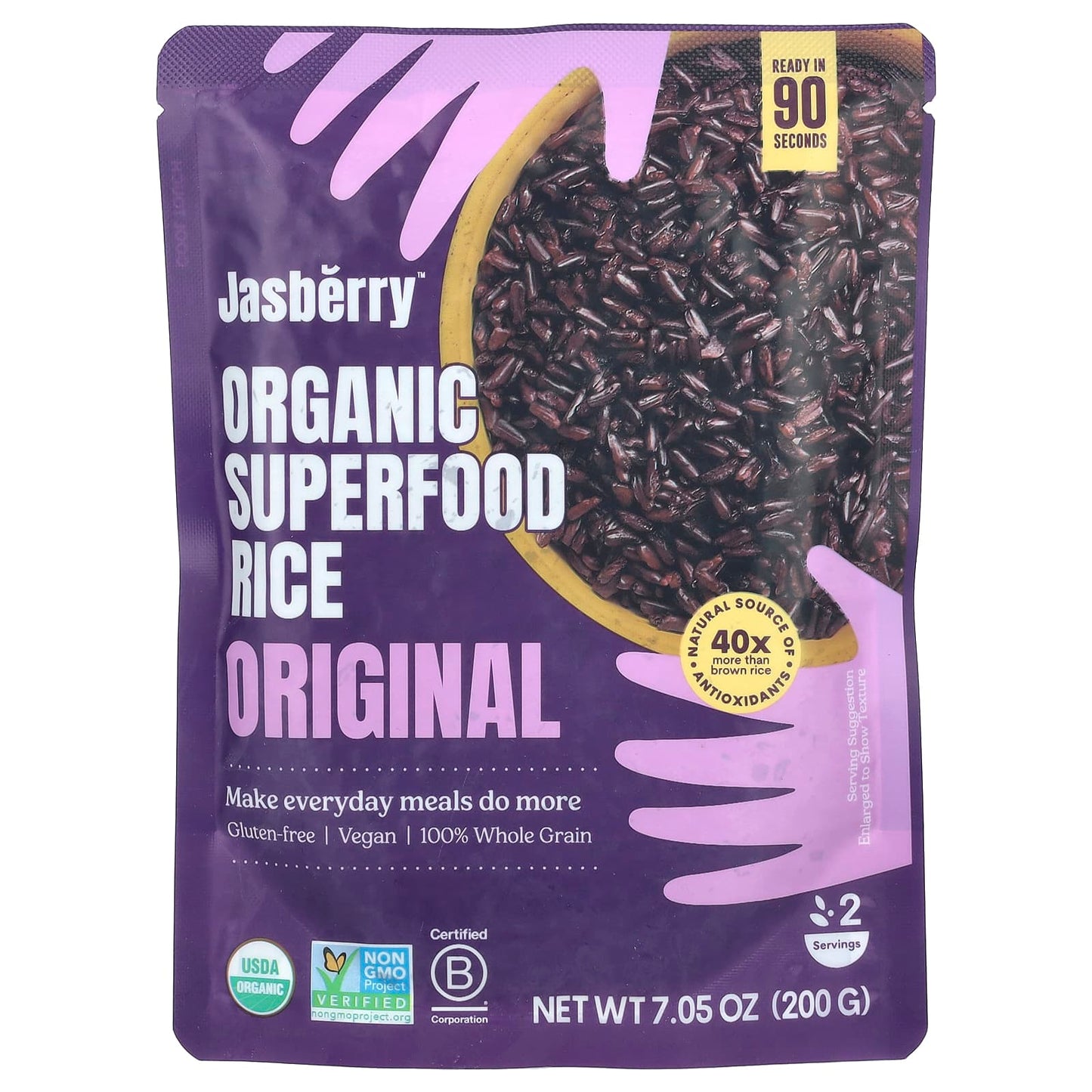 Jasberry Organic Superfood Rice, USDA Organic, 7.05 oz (200g) - Image 1