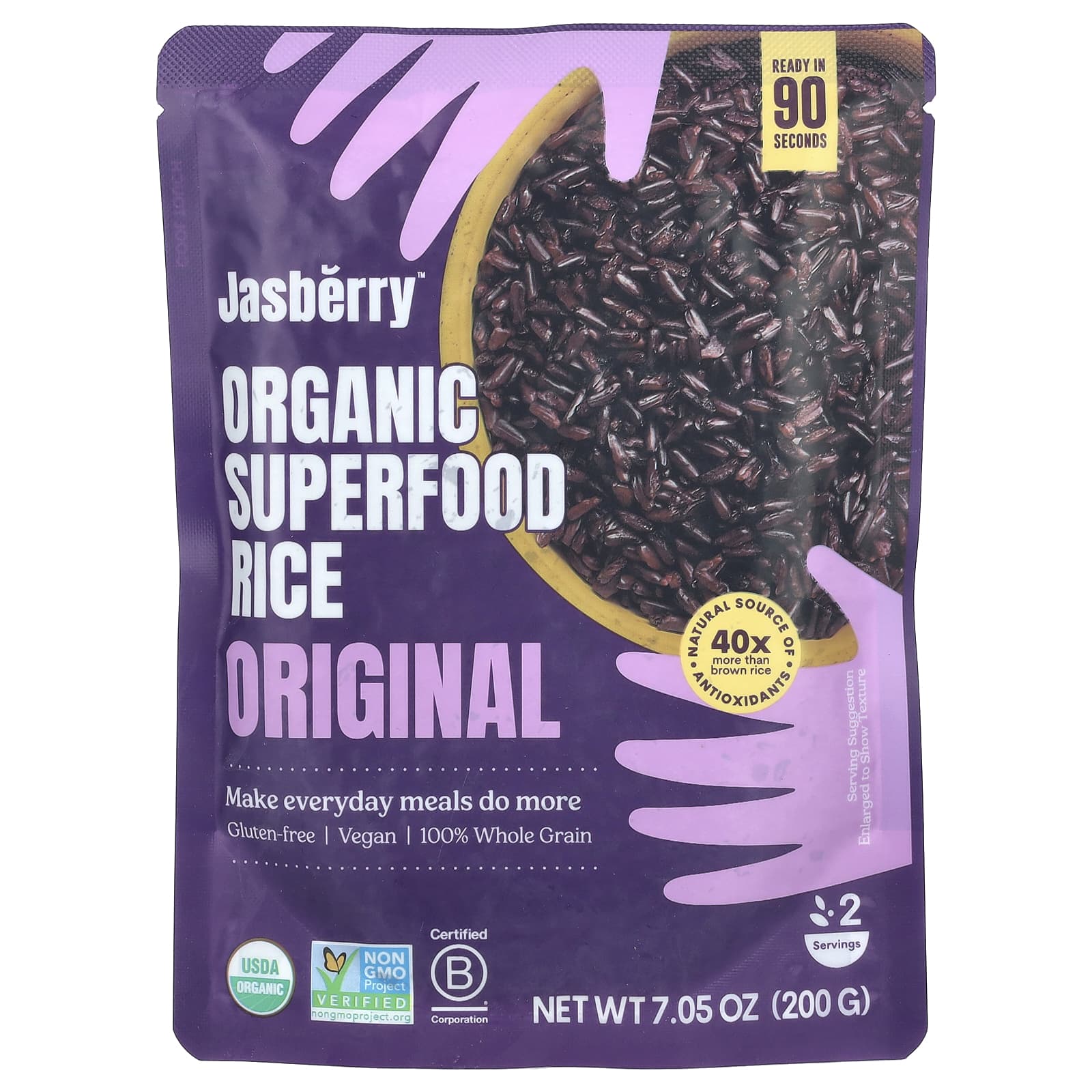 Jasberry Organic Superfood Rice, USDA Organic, 7.05 oz (200g) - Image 1