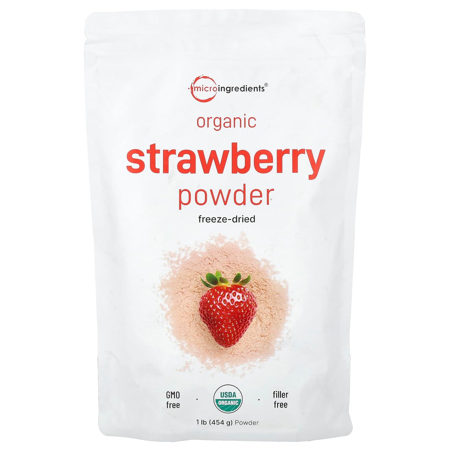 Micro Ingredients, Organic Strawberry Powder, 1 lb (454 g) - Image 1