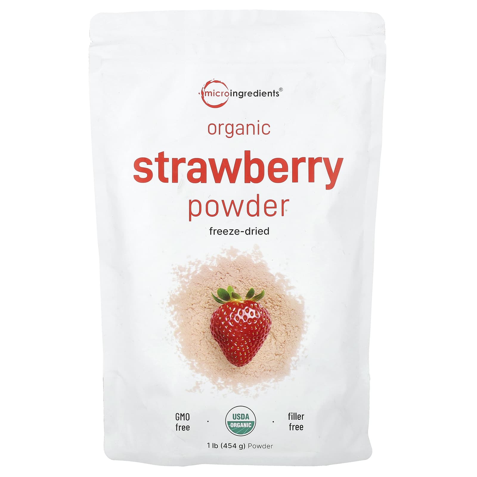 Micro Ingredients, Organic Strawberry Powder, 1 lb (454 g) - Image 1