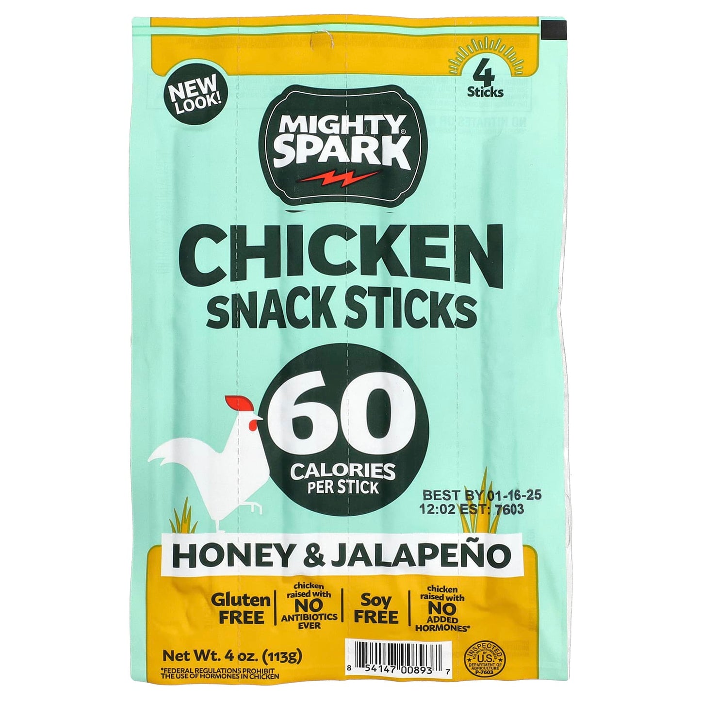 Mighty Spark, Chicken Snack Sticks, Honey & Jalapeno, 4 Sticks - Image 1