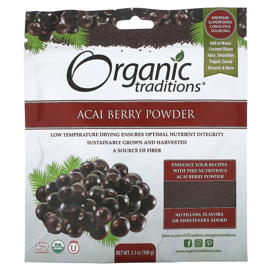 Organic Traditions, Acai Berry Powder, 3.5 oz (100 g) - Image 1
