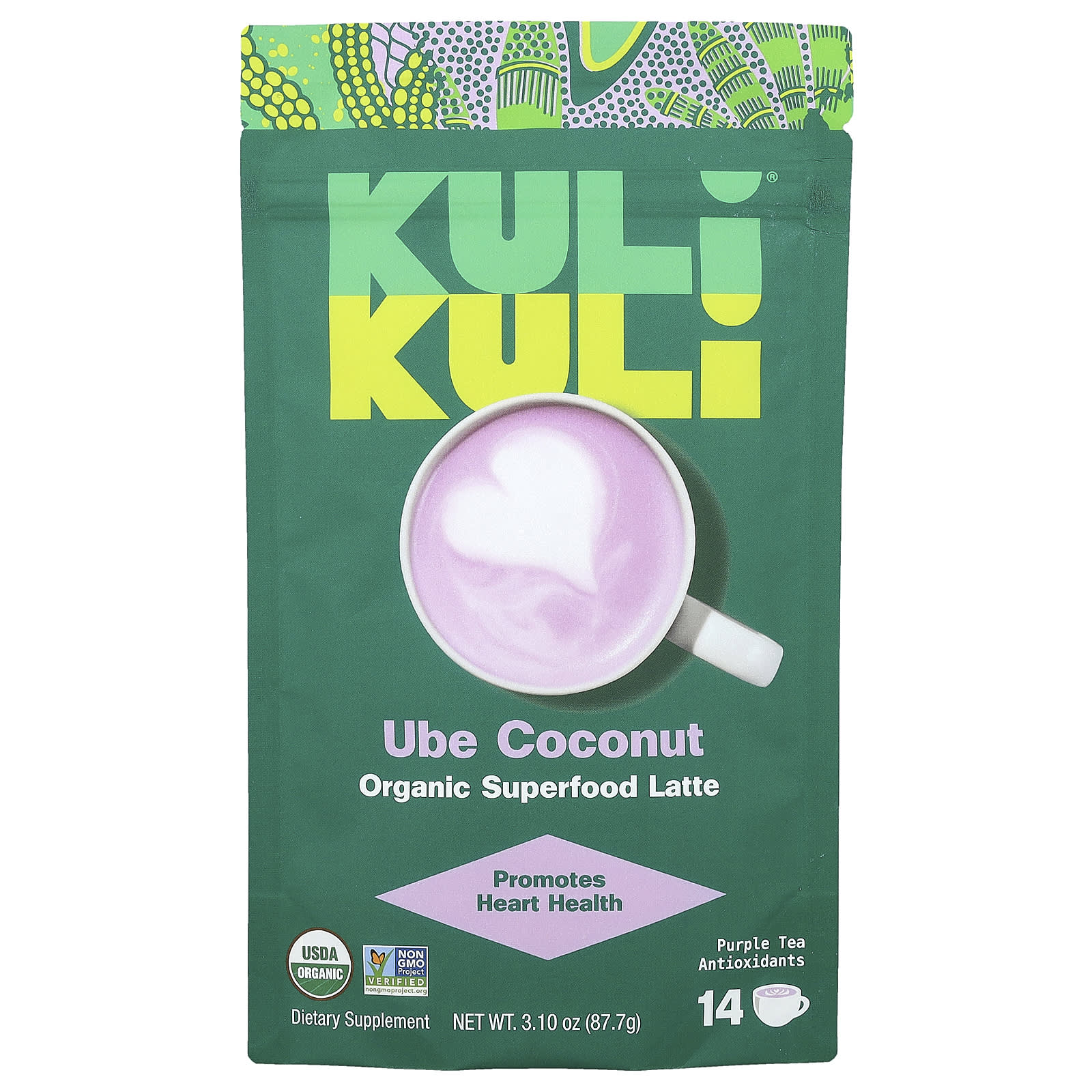 Kuli Kuli, Organic Superfood Latte, Ube Coconut, 3.10 oz (87.7 g)