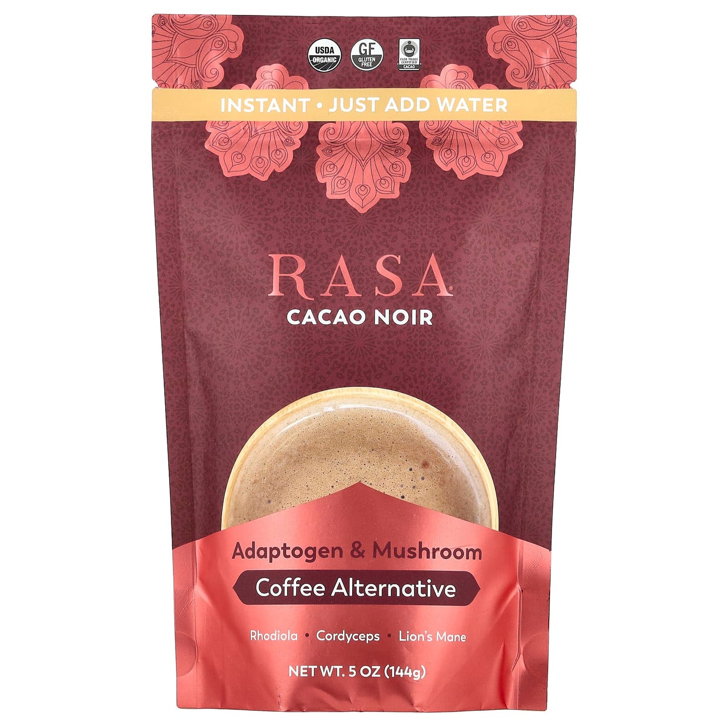 Rasa, Adaptogen & Mushroom Coffee Alternative, Instant, Cacao Noir, 5 oz (144 g) - Image 1