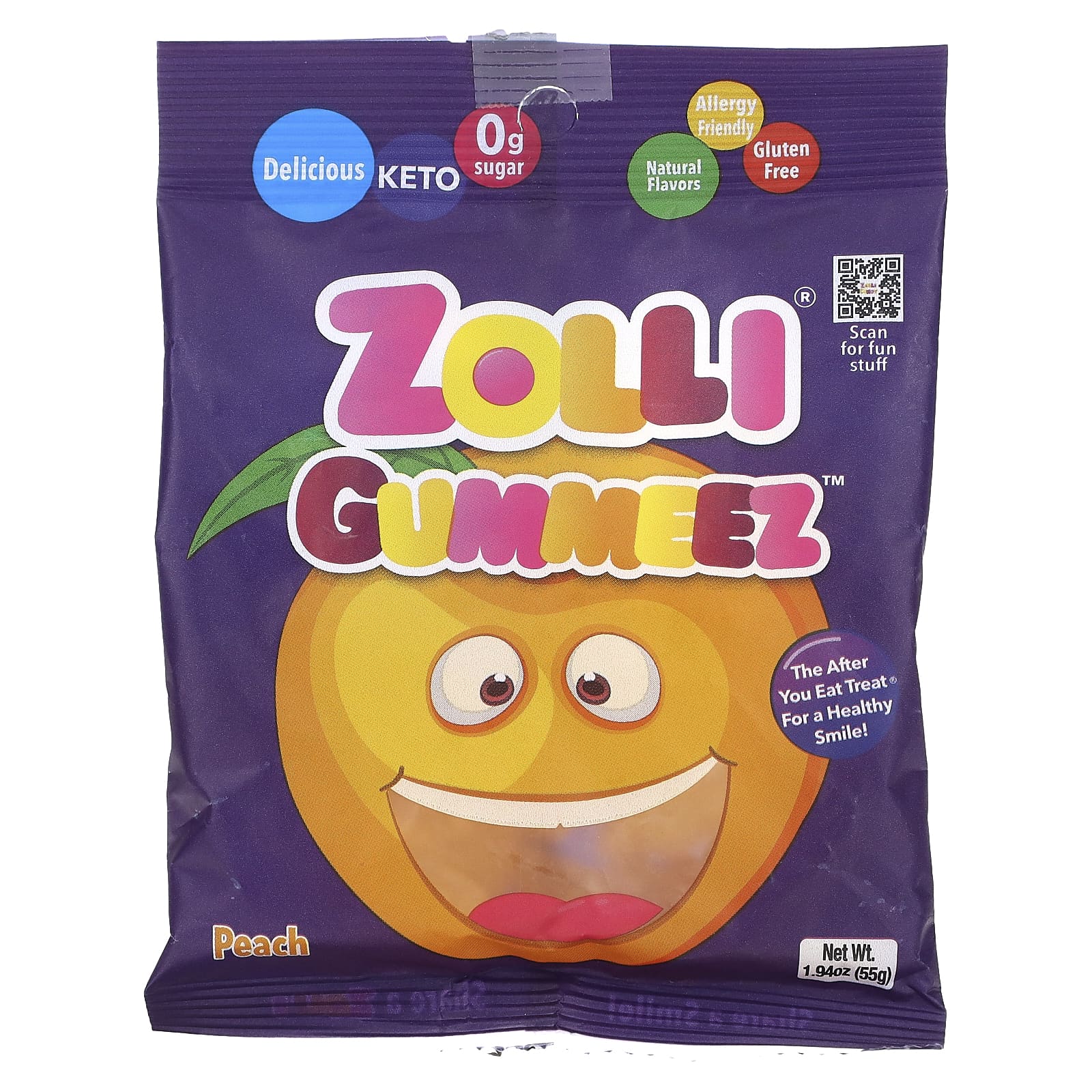 Zollipops, Zolli Gummeez, Peach, 1.94 oz (55 g) - Image 1