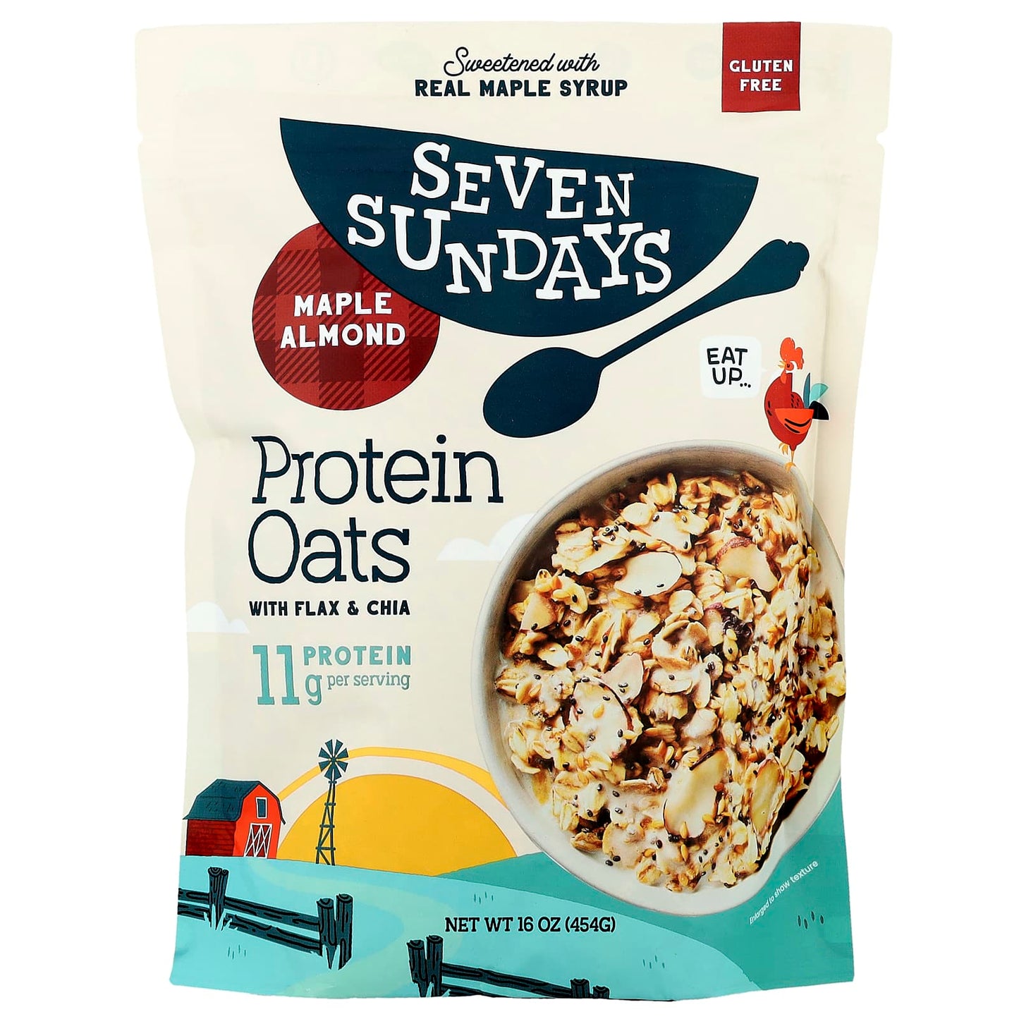 Seven Sundays, Protein Oats With Flax & Chia, Maple Almond, 16 oz (454 g) - Image 1