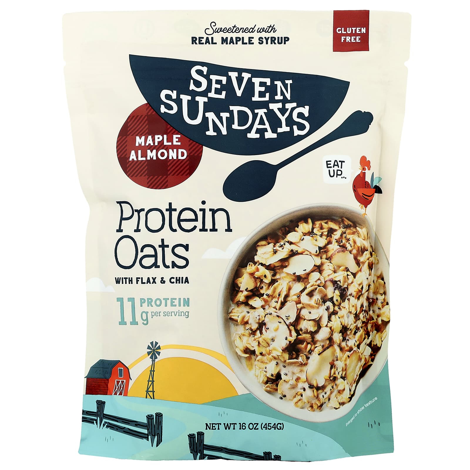 Seven Sundays, Protein Oats With Flax & Chia, Maple Almond, 16 oz (454 g) - Image 1