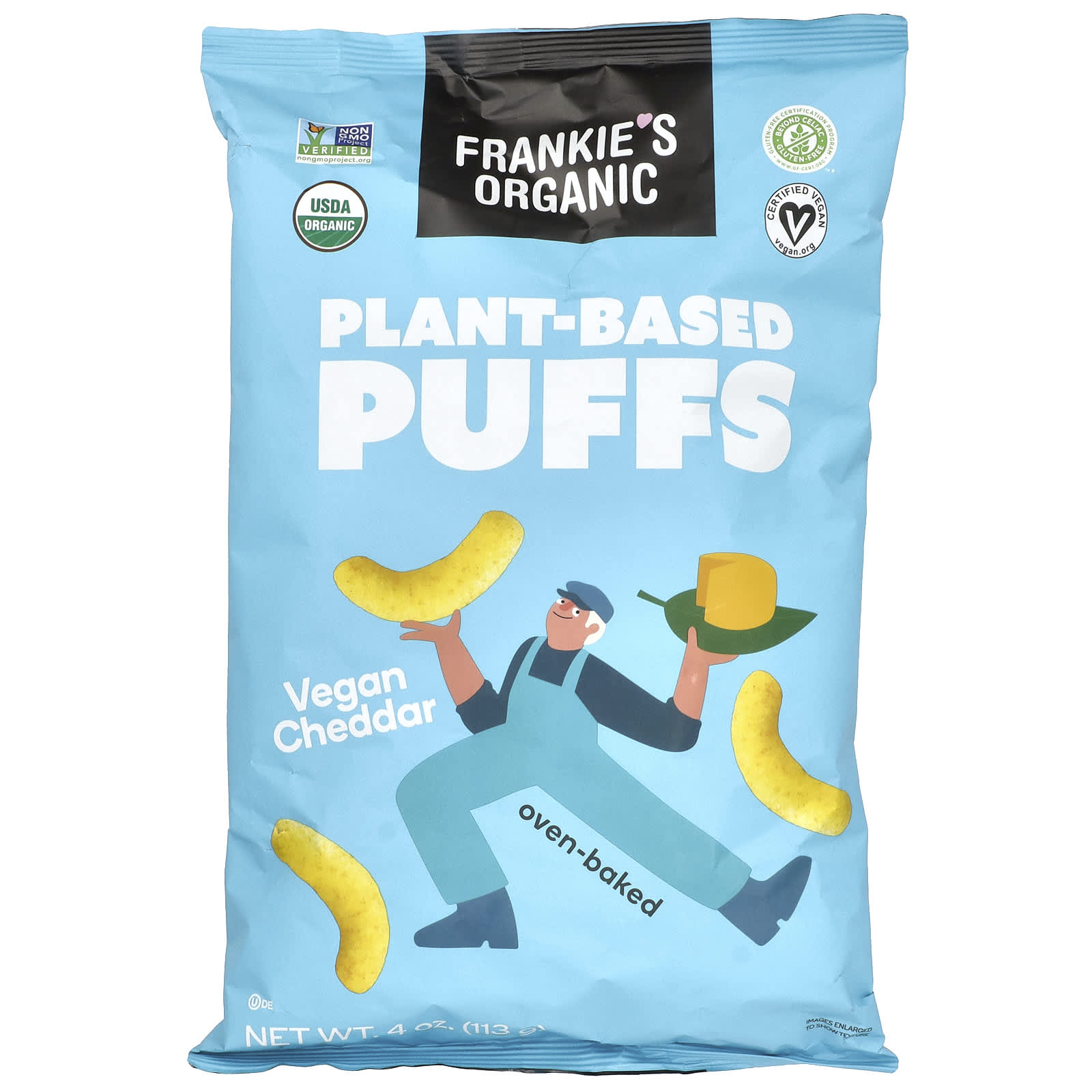 Vegan Cheddar Puffs by Frankie's Organic, USDA Organic, 4 oz - Image 1