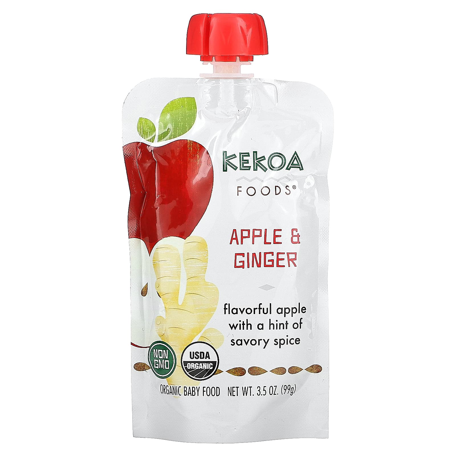 Kekoa, Organic Baby Food, Apple And Ginger, 3.5 oz (99 g) - Image 1