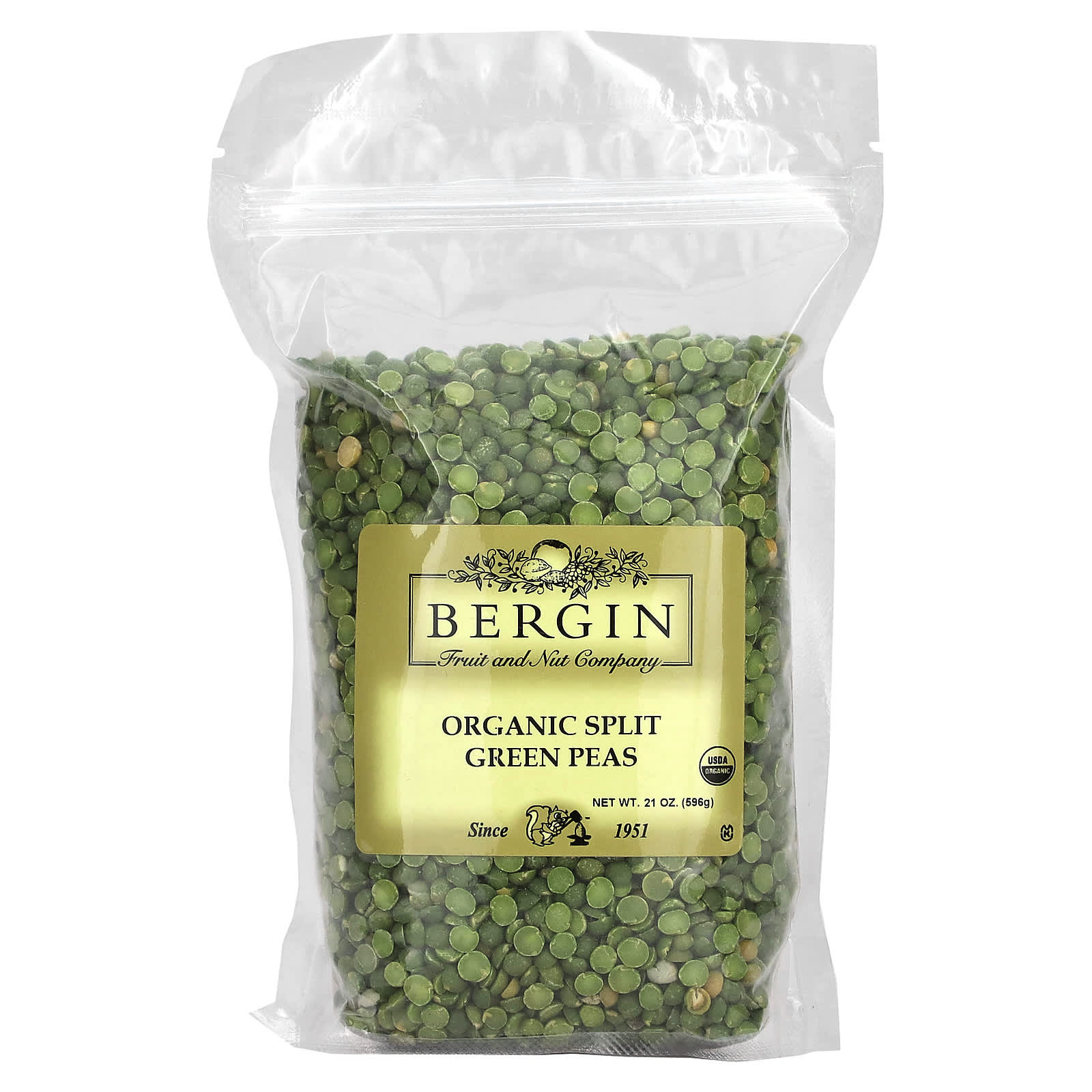 USDA Organic Split Green Peas by Bergin Fruit and Nut - 21 oz - Image 1