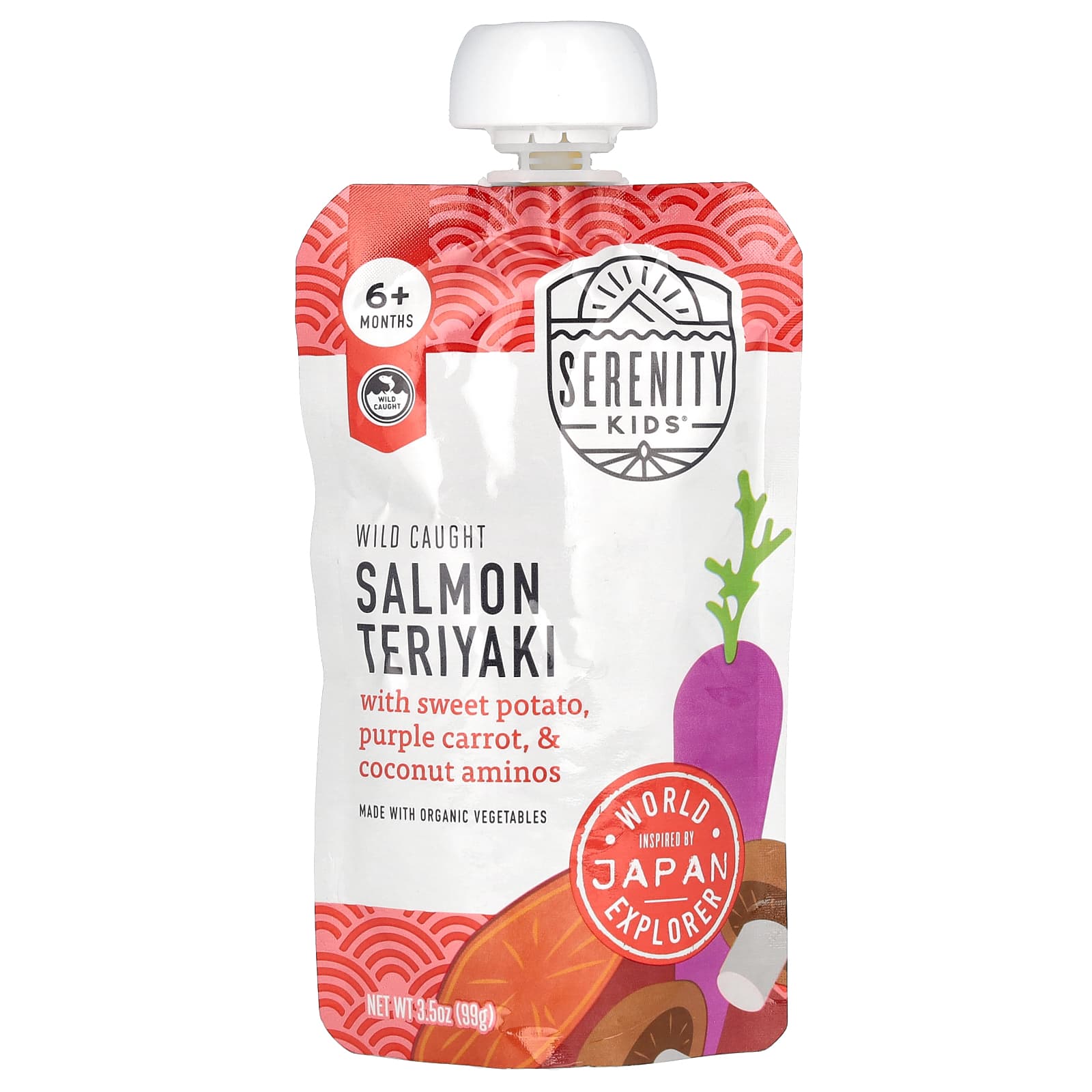 Serenity Kids, Salmon Teriyaki with Sweet Potato, Purple Carrot, & Coconut Aminos, 6+ Months, 3.5 oz (99 g) - Image 1