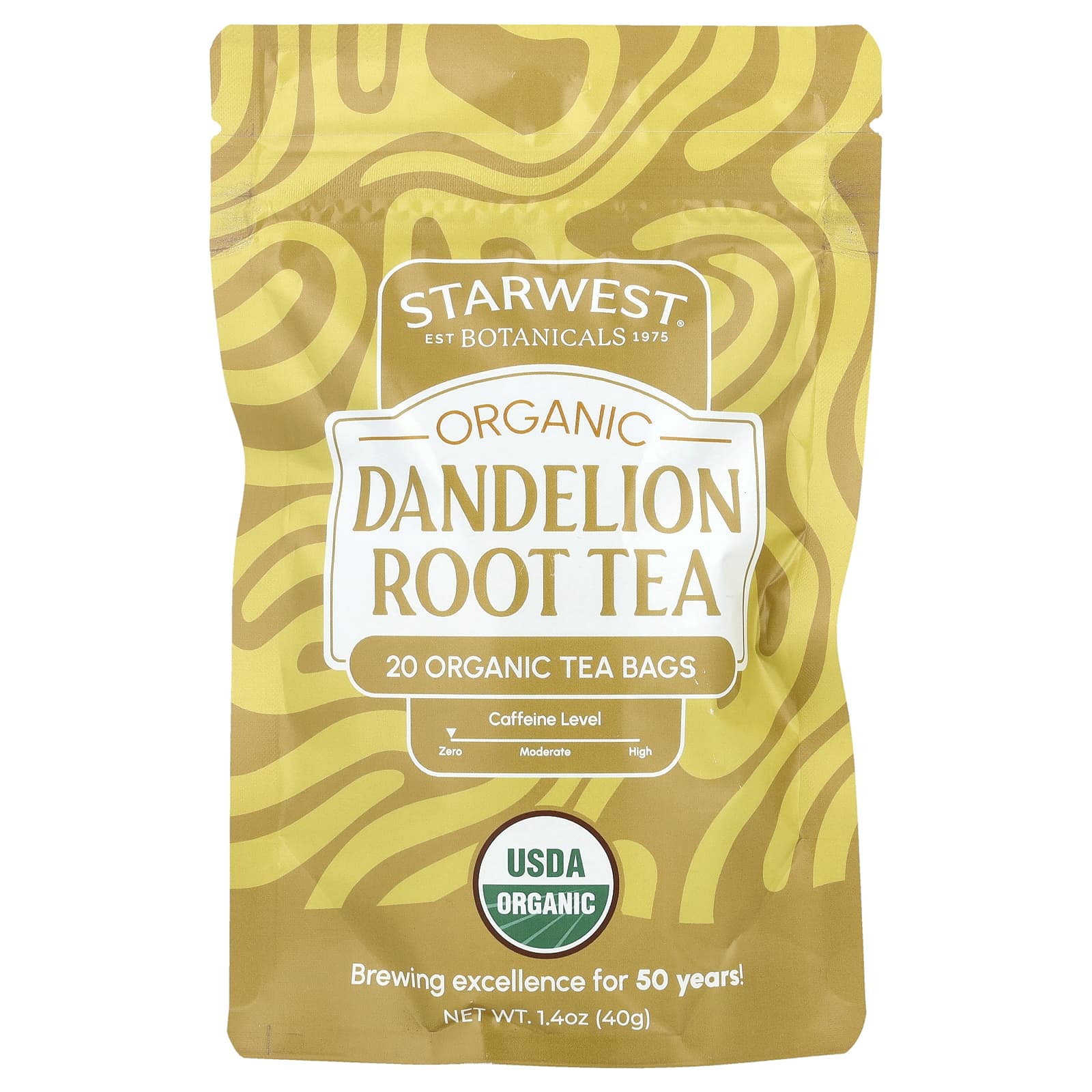 Starwest Botanicals, Organic Dandelion Root Tea,  20 Tea Bags, 1.4 oz (40 g) - Image 1