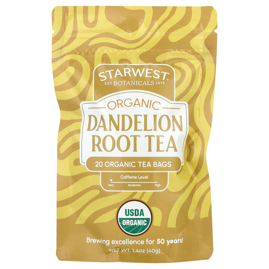 Starwest Botanicals, Organic Dandelion Root Tea,  20 Tea Bags, 1.4 oz (40 g) - Image 1