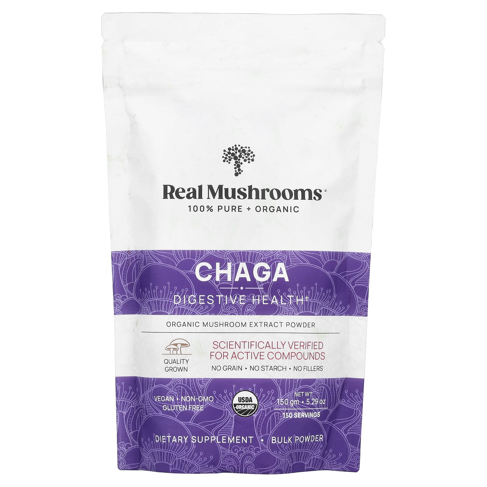 Real Mushrooms, Chaga, Organic Mushroom Extract Powder, 5.29 oz (150 gm) - Image 1