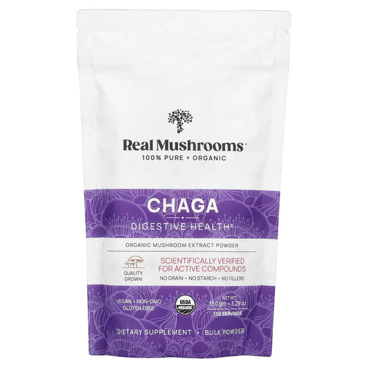 Real Mushrooms, Chaga, Organic Mushroom Extract Powder, 5.29 oz (150 gm) - Image 1