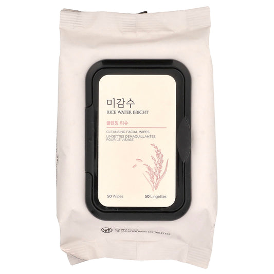 The Face Shop, Rice Water Bright, Cleansing Facial Wipes, 50 Wipes - Image 1