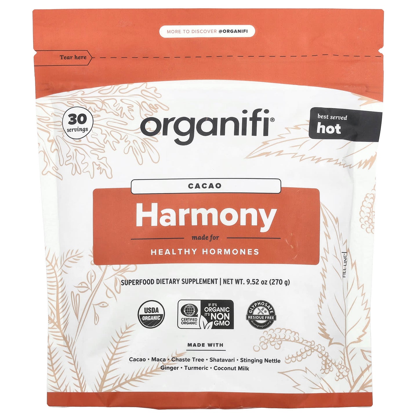 Organifi, Harmony, Cacao, 9.52 oz (270 g) - Image 1