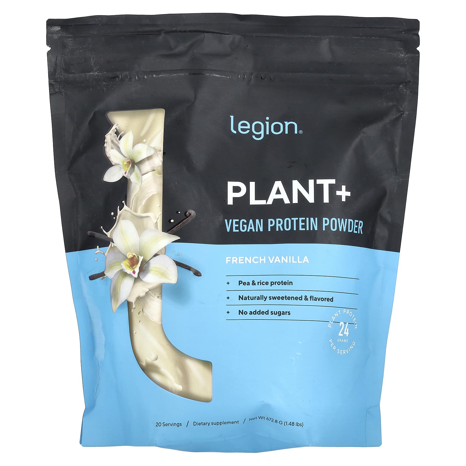 Legion Athletics, Plant+, Vegan Protein Powder, French Vanilla, 1.48 lbs (672.8 g) - Image 1