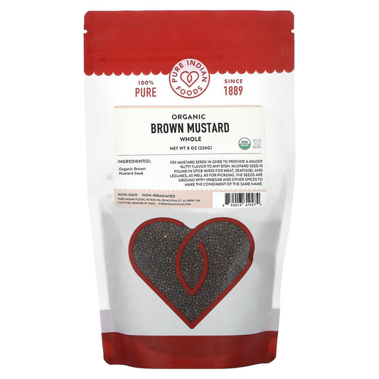 Pure Indian Foods, Organic Brown Mustard, Whole, 8 oz (226 g) - Image 1