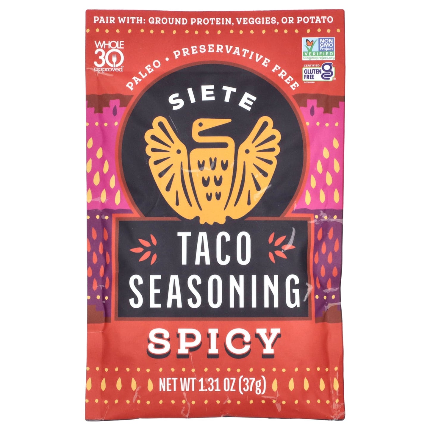 Siete, Taco Seasoning, Spicy, 1.31 oz (37 g) - Image 1