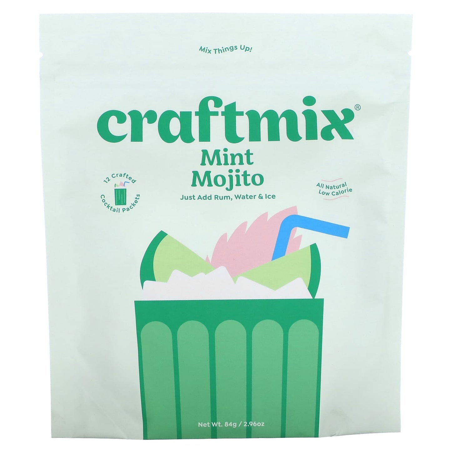 Vegan Mint Mojito Cocktail Mix Packets, 12x 2.96 oz, All Natural - Image 1