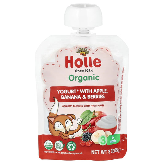 Holle Organic Yogurt for Babies with Apple, Banana & Berries, 8+ months, 3 oz - Image 1