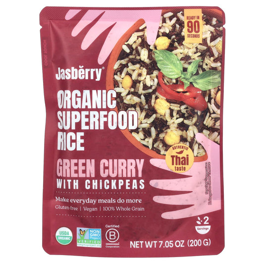 Organic Green Curry Superfood Rice by Jasberry - 200g - Image 1
