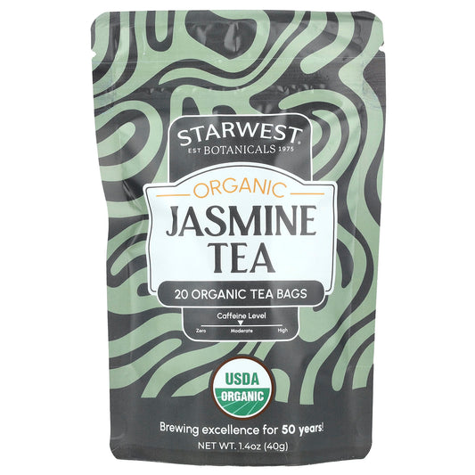 Starwest Botanicals, Organic Jasmine Tea, 20 Tea Bags, 1.4 oz (40 g) - Image 1