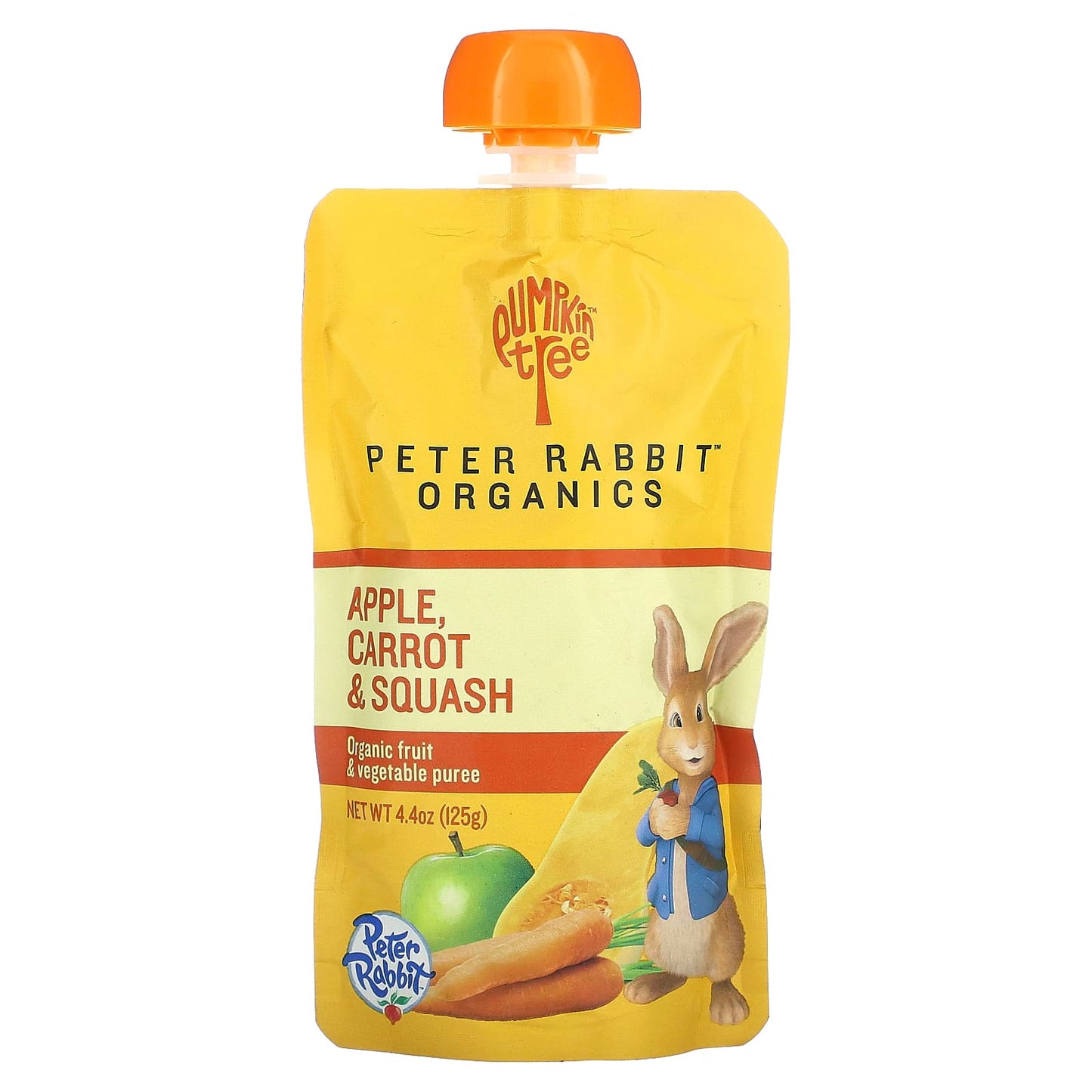 Pumpkin Tree Organics, Peter Rabbit Organics, Organic Fruit & Vegetable Puree, Apple, Carrot & Squash, 4.4 oz (125 g) - Image 1