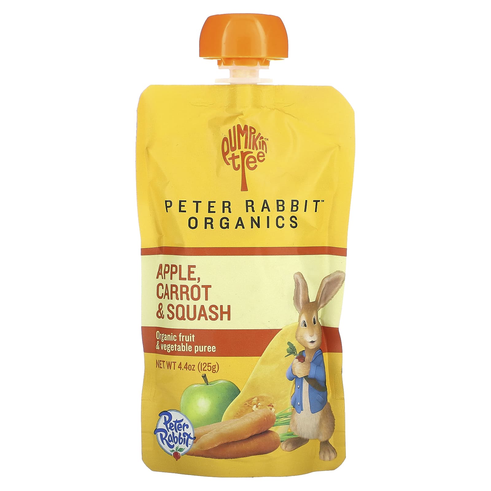Pumpkin Tree Organics, Peter Rabbit Organics, Organic Fruit & Vegetable Puree, Apple, Carrot & Squash, 4.4 oz (125 g) - Image 1