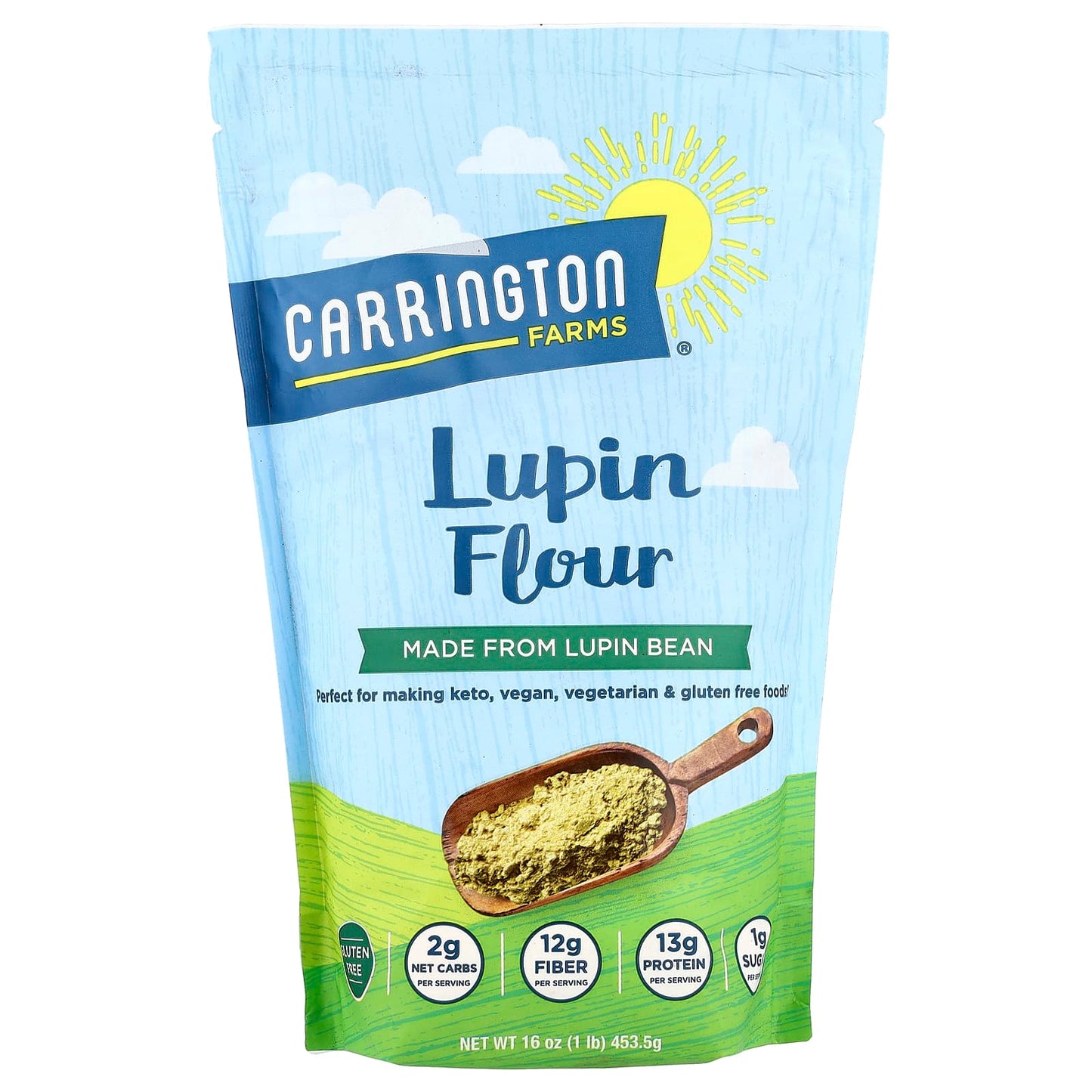Carrington Farms Lupin Flour 16 oz - Gluten Free, Vegan & Keto Friendly - Image 1