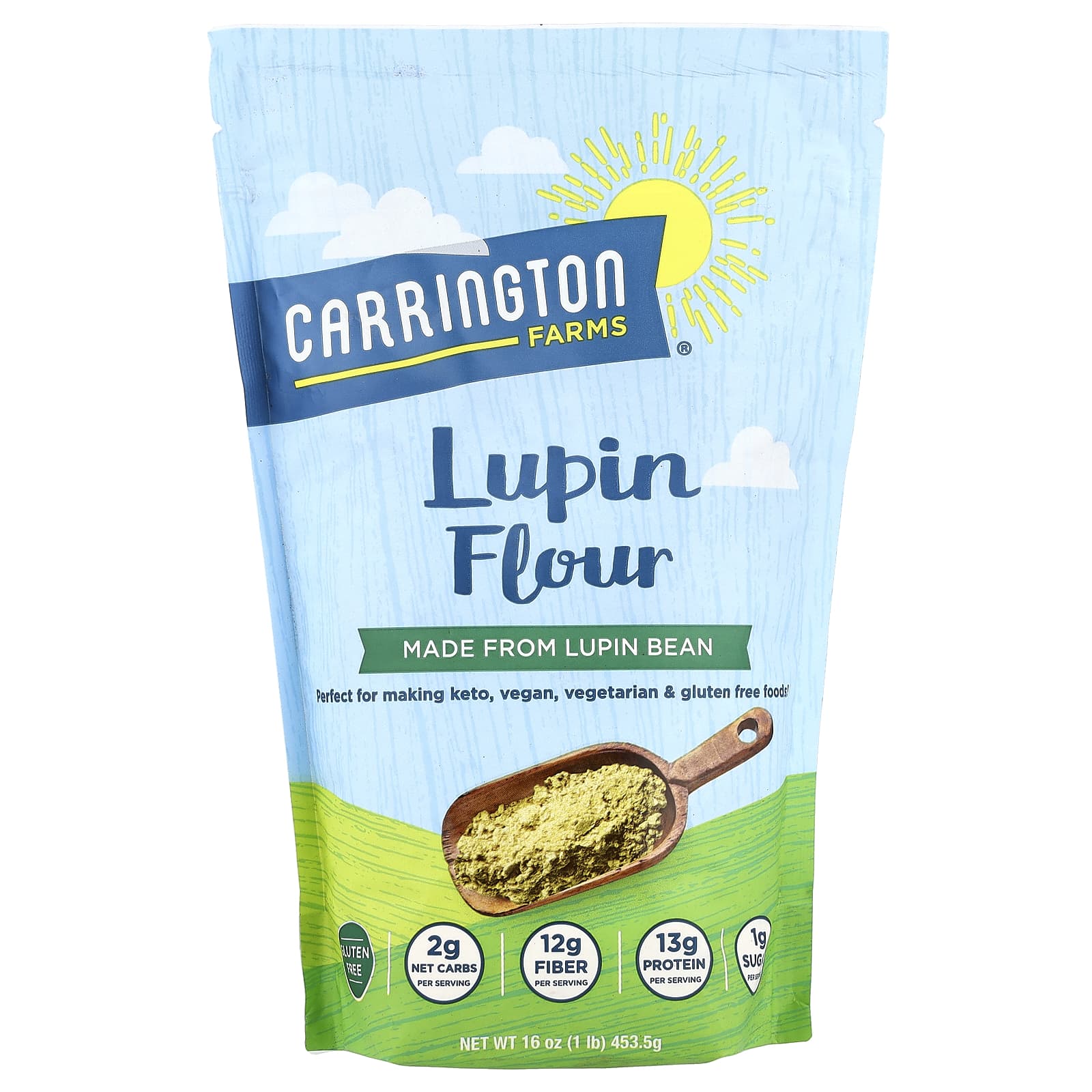Carrington Farms Lupin Flour 16 oz - Gluten Free, Vegan & Keto Friendly - Image 1