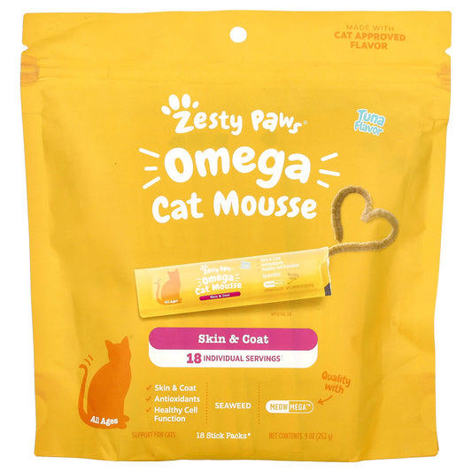 Zesty Paws, Omega Cat Mousse, For Cats, Tuna, 18 Stick Packs, 9 oz (252 g) - Image 1
