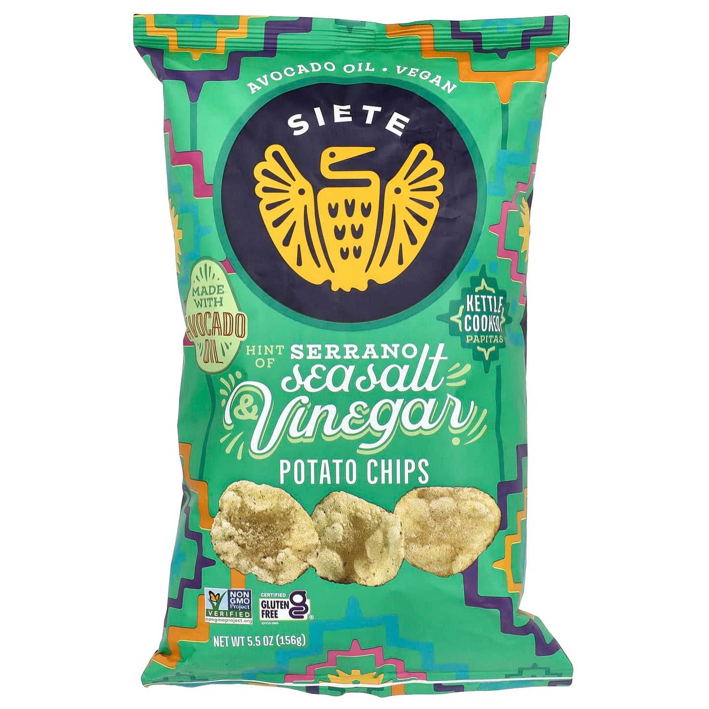 Siete, Potato Chips, Hint of Serrano Sea Salt & Vinegar , 5.5 Oz ( 156 g) - Image 1