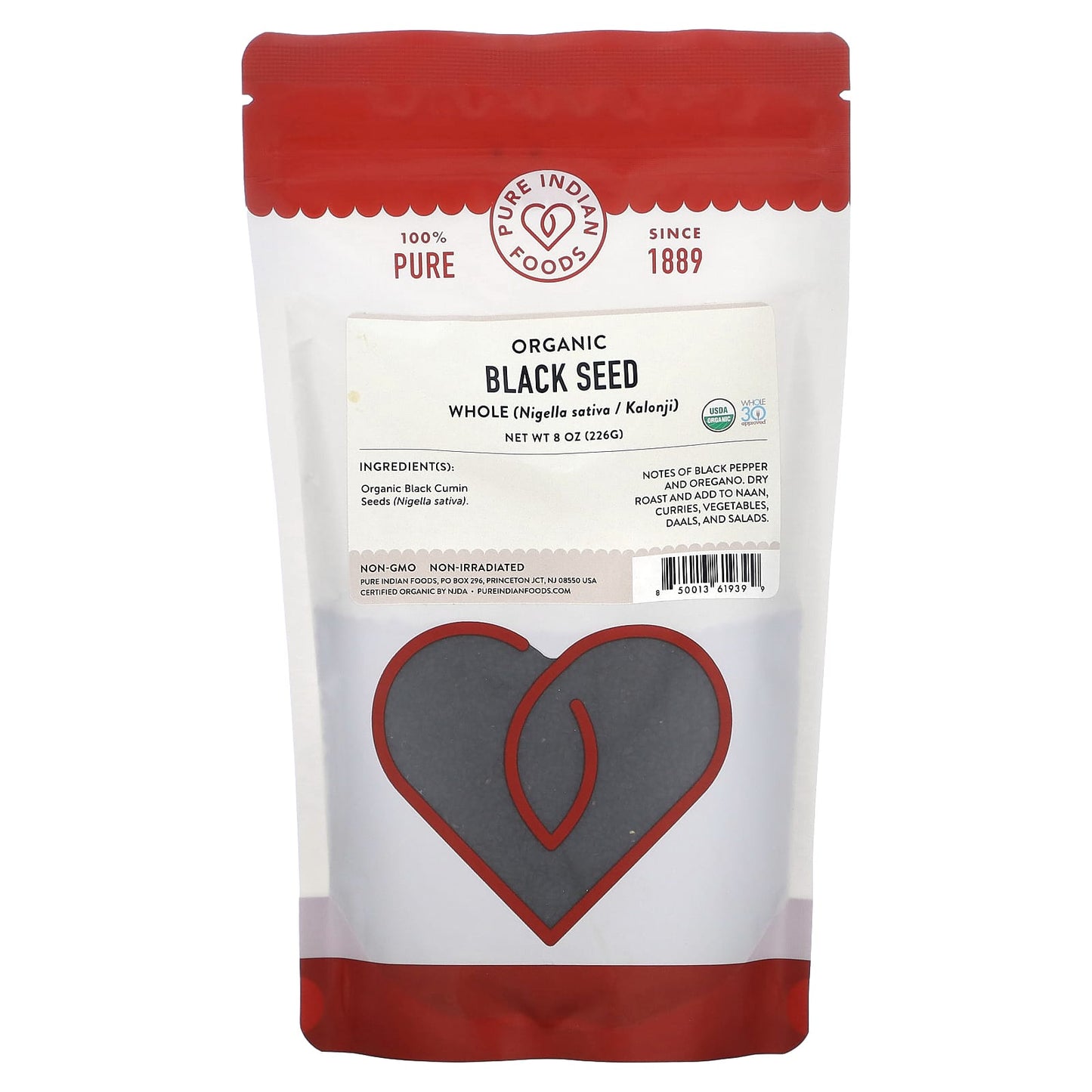 Pure Indian Foods, Organic Whole Black Seed , 8 oz (226 g) - Image 1