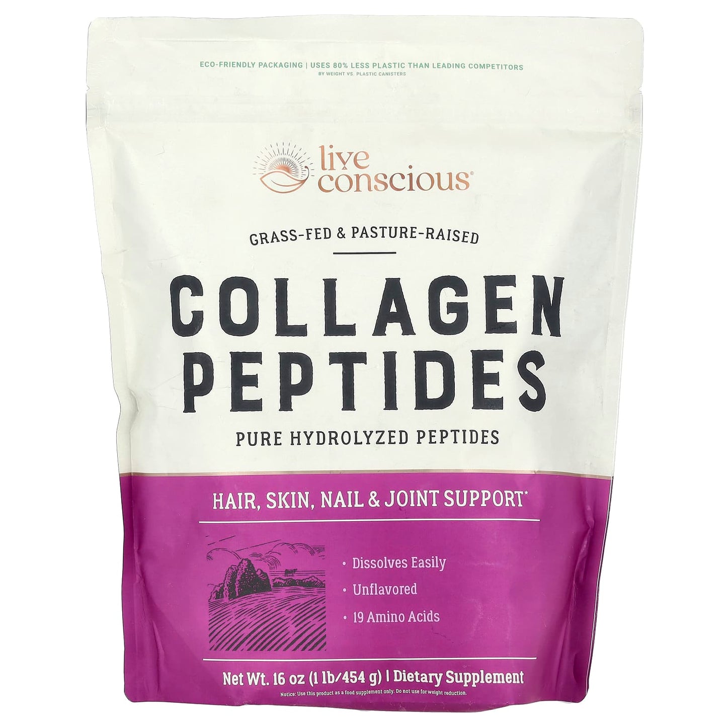 Live Conscious, Collagen Peptides, Unflavored, 16 oz (454 g) - Image 1