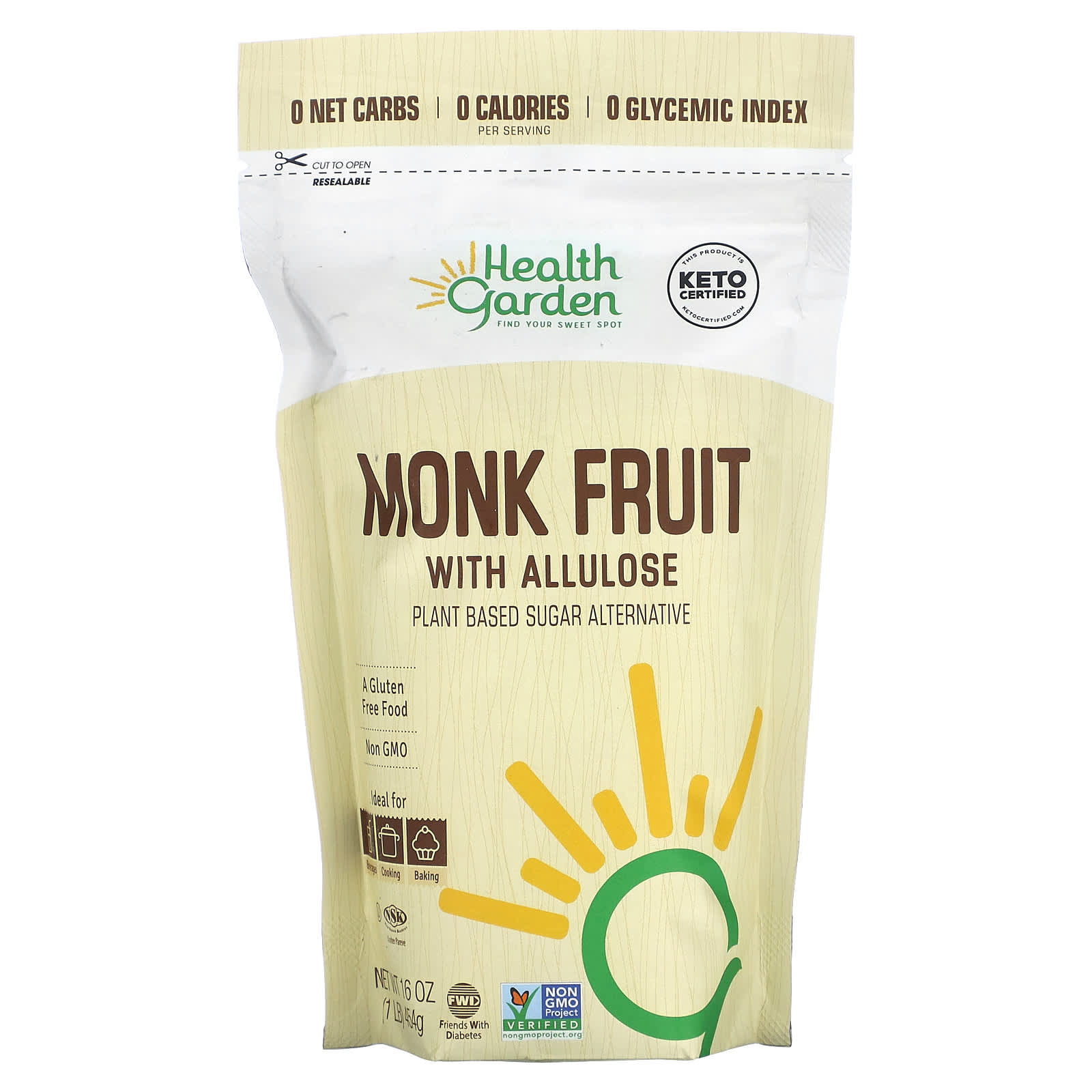 Health Garden Monk Fruit Allulose Sweetener, 16 oz - Image 1