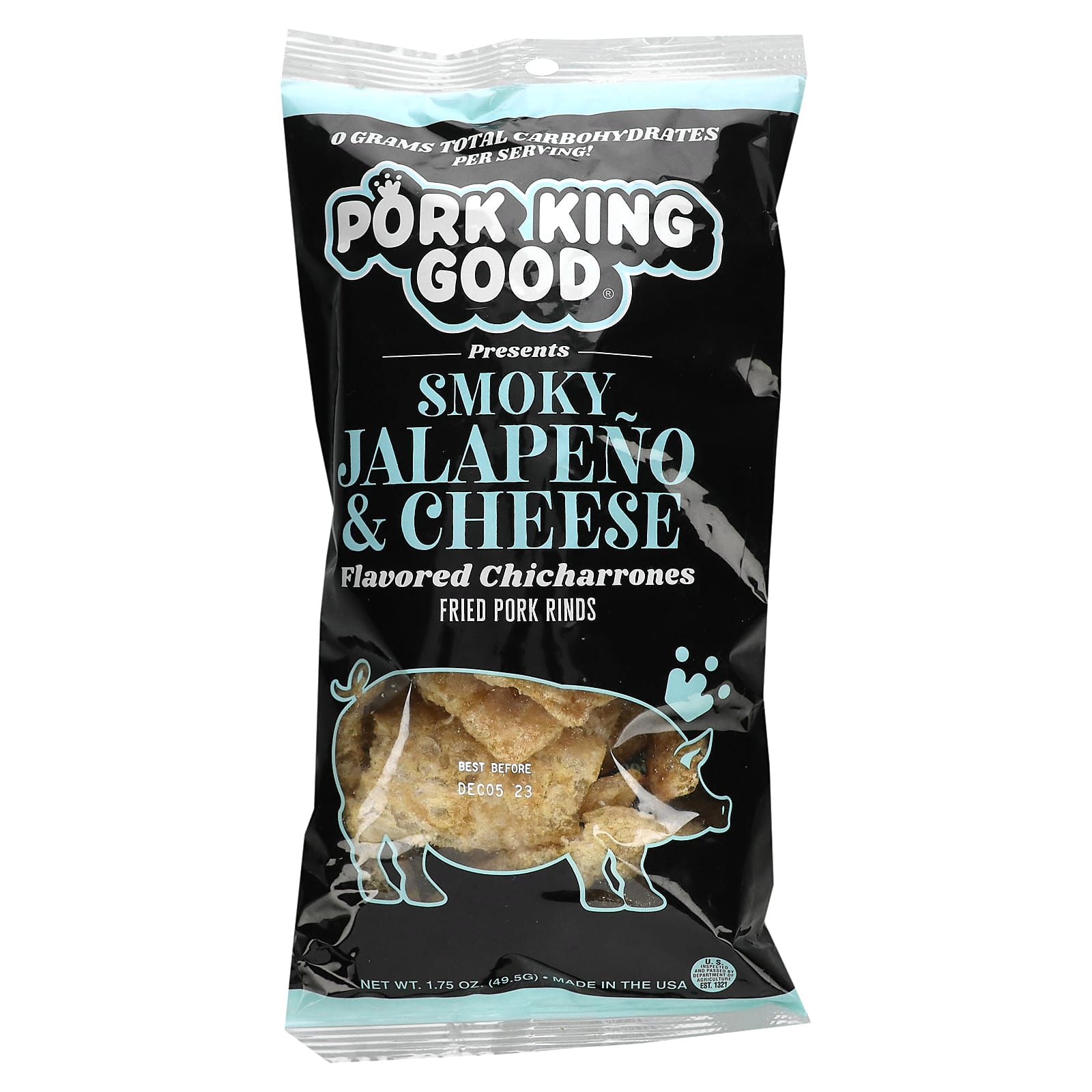 Pork King Good, Flavored Chicharrones, Smoky Jalapeno & Cheese, 1.75 oz (49.5 g) - Image 1