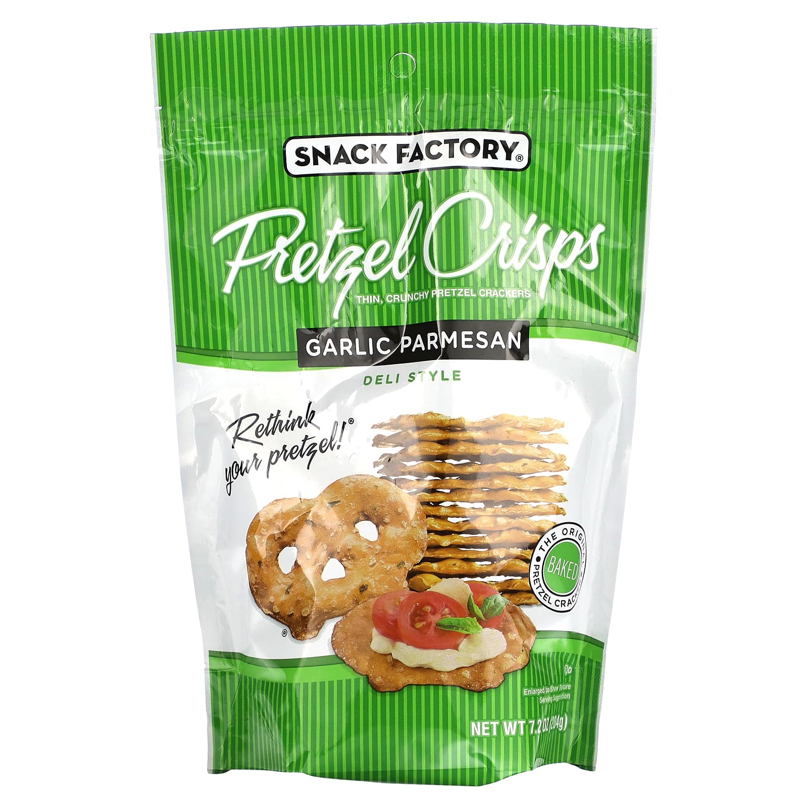 Snack Factory, Pretzel Crisps, Garlic Parmesan, Deli Style, 7.2 oz (204 g) - Image 1
