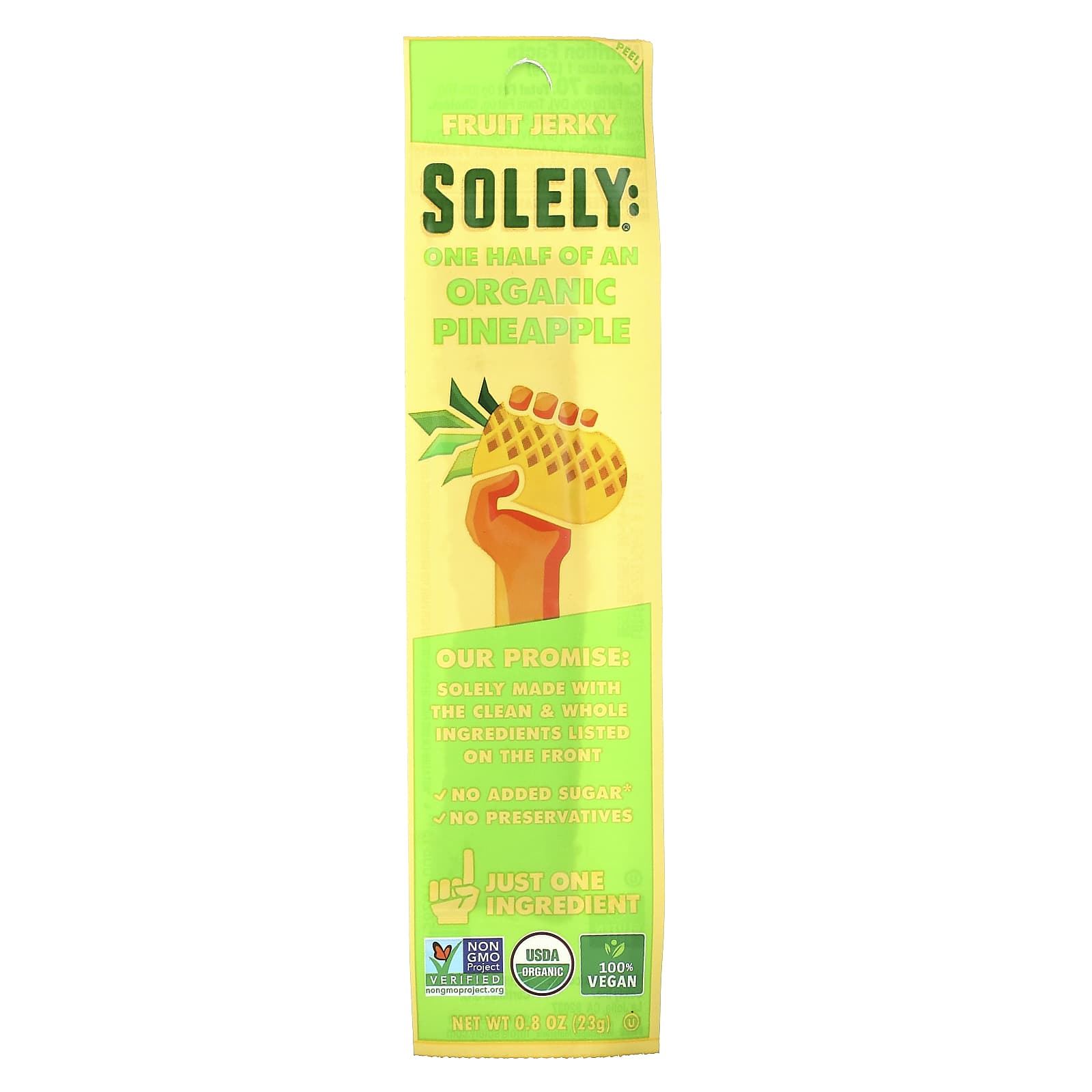 Solely, Fruit Jerky, Organic Pineapple, 0.8 oz (23 g) - Image 1