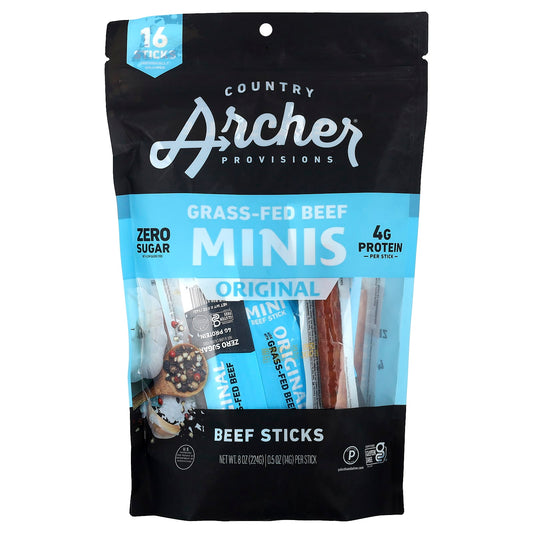 Grass-Fed Beef Sticks Minis by Country Archer Jerky - Paleo & Gluten Free - Image 1