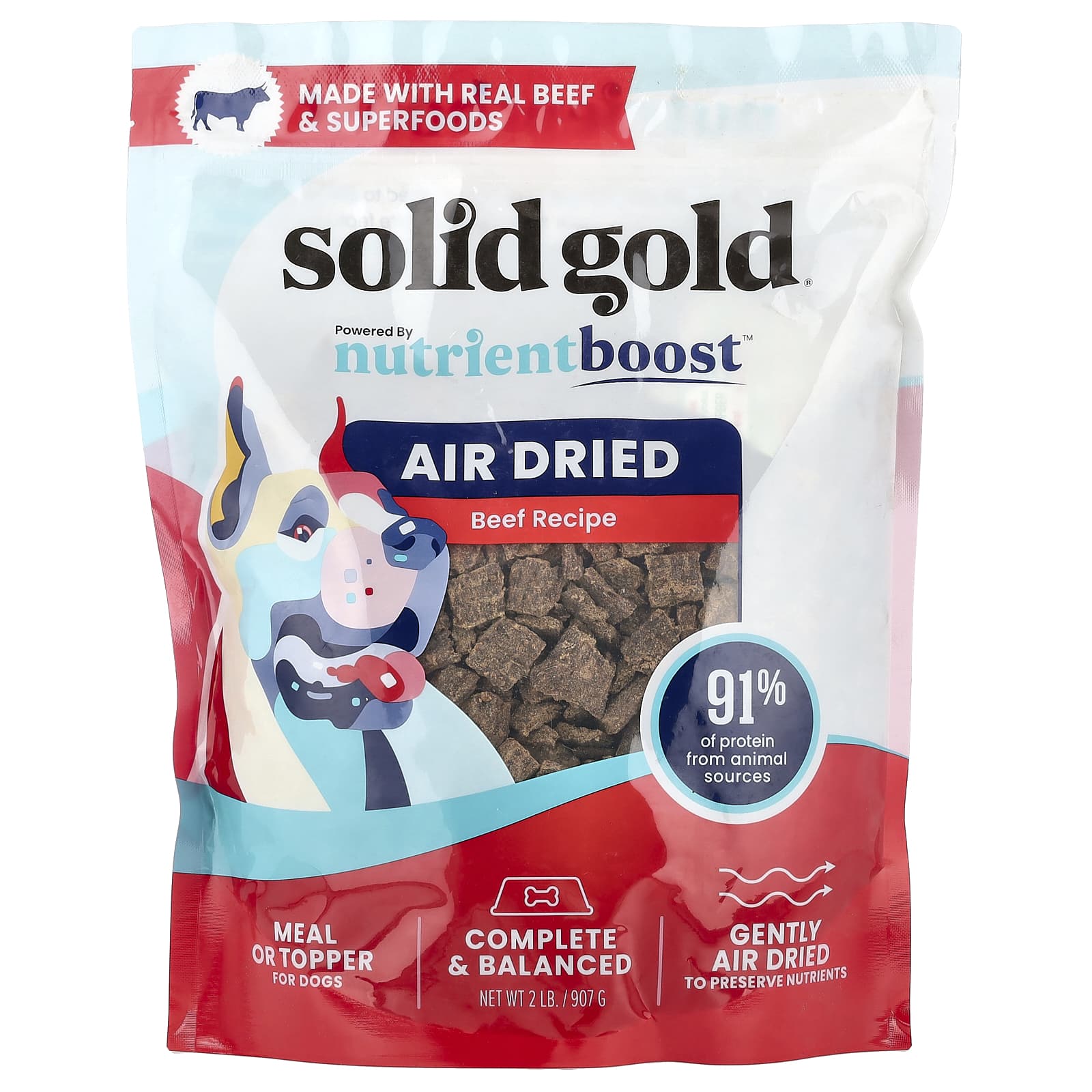 Solid Gold, Air Dried Meal or Topper, For Dogs, Beef Recipe, 2 lb (907 g) - Image 1