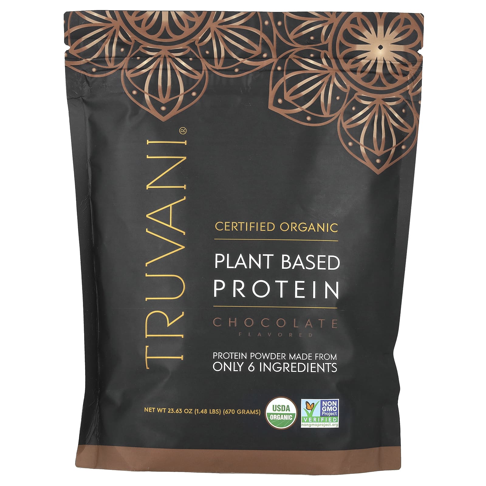 Truvani, Plant Based Protein, Chocolate, 1.48 lbs (670 g) - Image 1