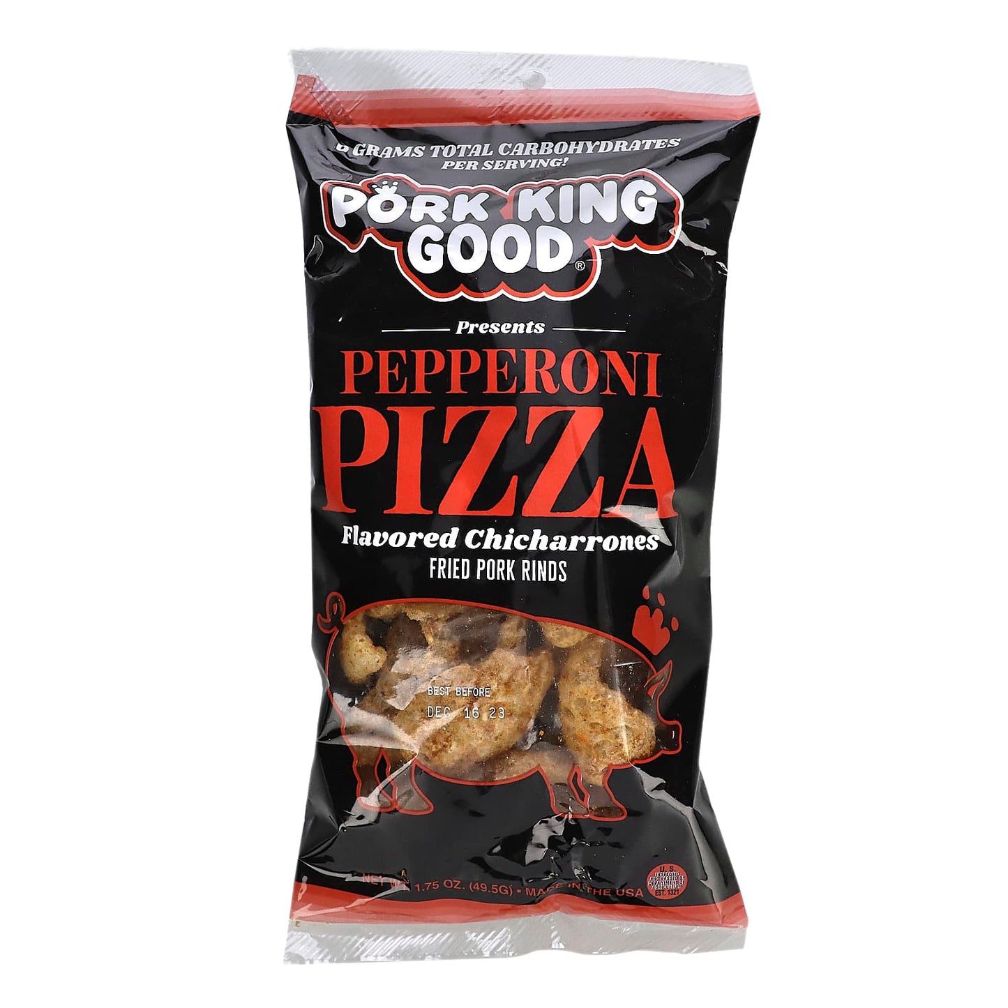 Pork King Good, Flavored Chicharrones, Pepperoni Pizza, 1.75 oz (49.5 g) - Image 1