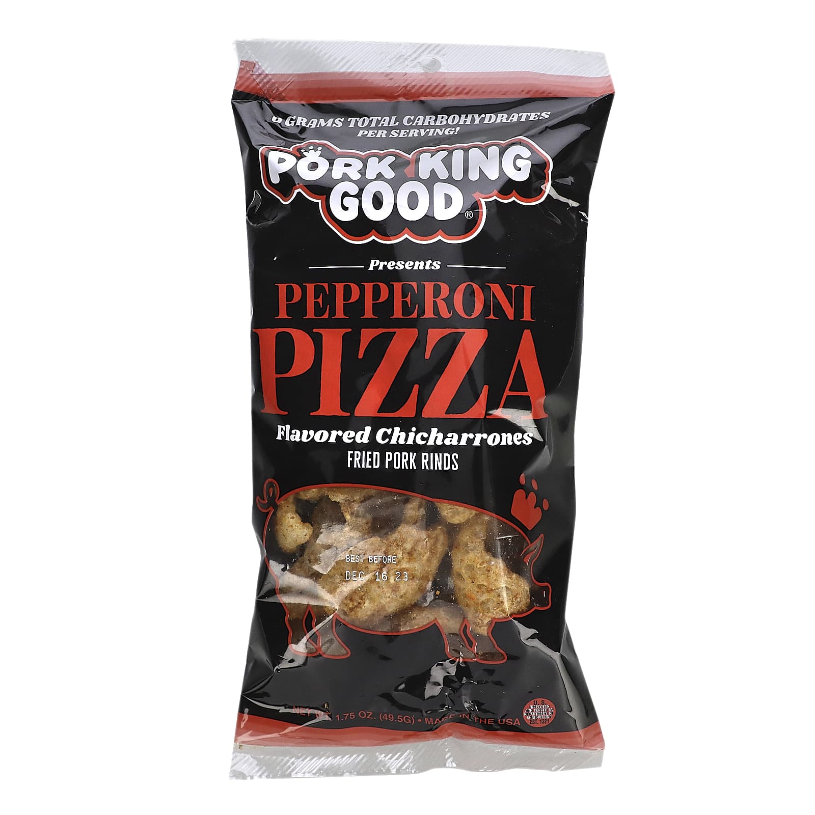 Pork King Good, Flavored Chicharrones, Pepperoni Pizza, 1.75 oz (49.5 g) - Image 1