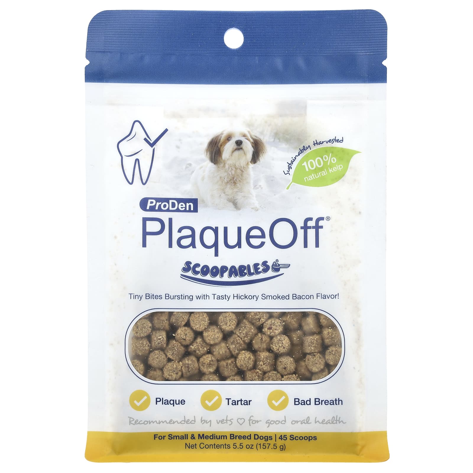 NaturVet, ProDen PlaqueOff® Scoopables, For Small & Medium Breed Dogs, Hickory Smoked Bacon, 5.5 oz (157.5 g) - Image 1