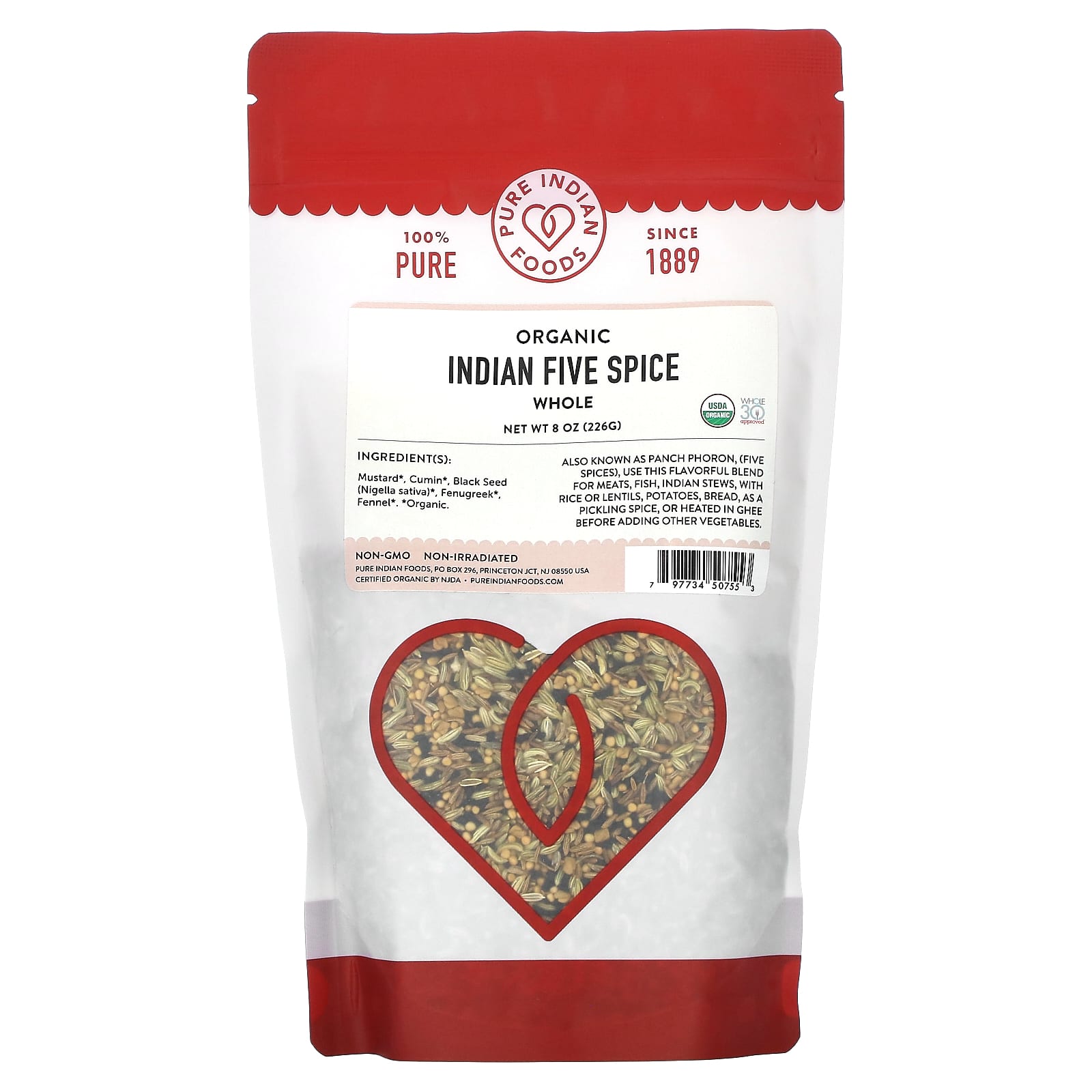 Pure Indian Foods, Organic Indian Five Spice, Whole, 8 oz (226 g) - Image 1