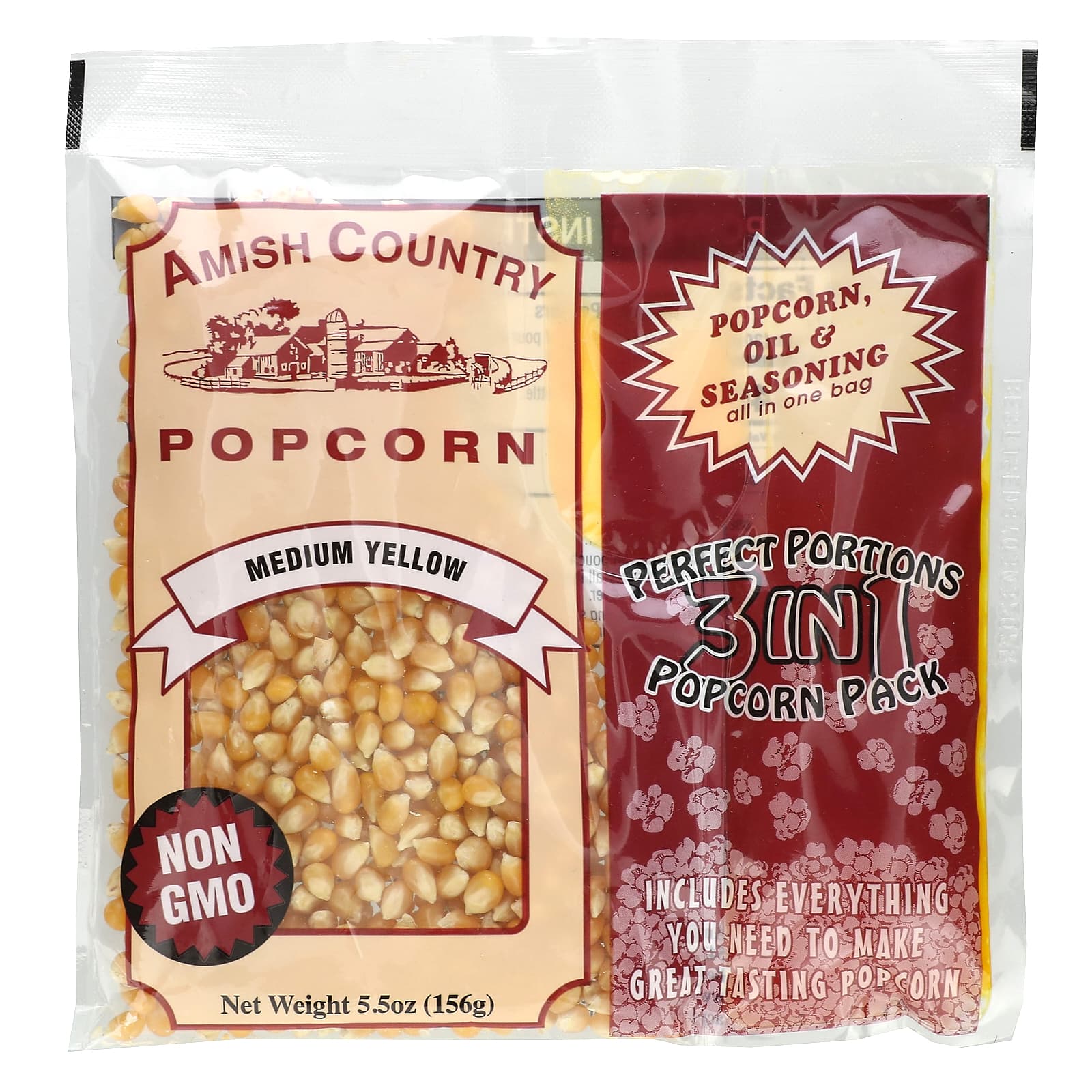 Easy Popcorn Kit by Amish Country Popcorn - 3 in 1 Medium Yellow - Image 1